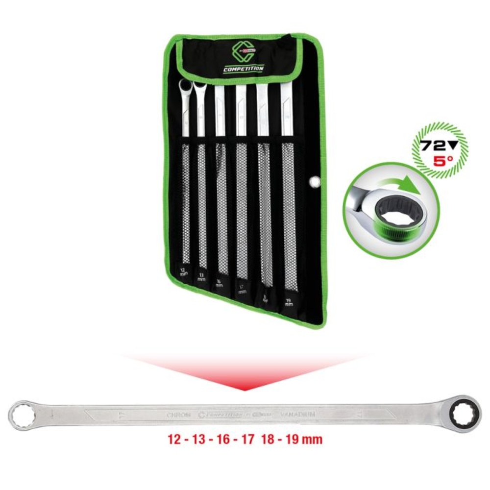 Jeu de clés polygonales à cliquet COMPETITION 6 pcs - KS TOOLS - 512.0205