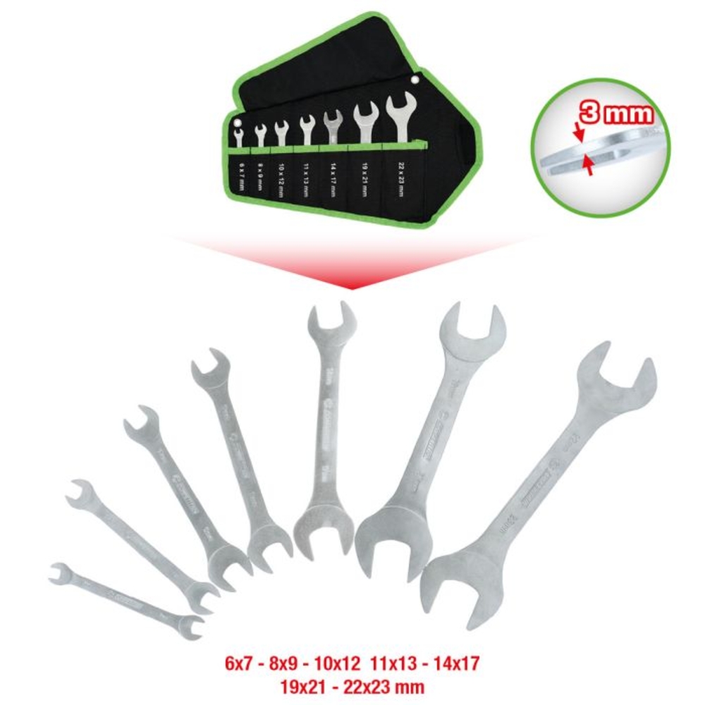 Jeu de clés à fourches extra-plates COMPETITION 7 pcs - KS TOOLS - 512.0207