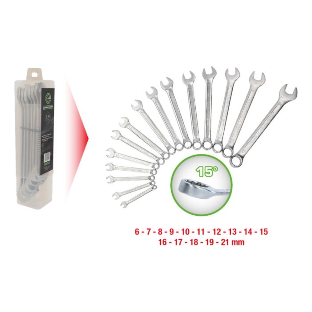Jeu de clés mixtes COMPETITION 15 pcs - KS TOOLS - 512.0215