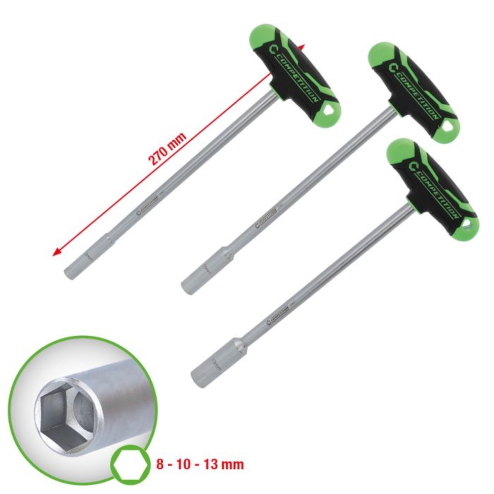 Jeu de tournevis à douille à poignée en T COMPETITION 3 pcs 8 - 13 mm - KS TOOLS - 512.0603