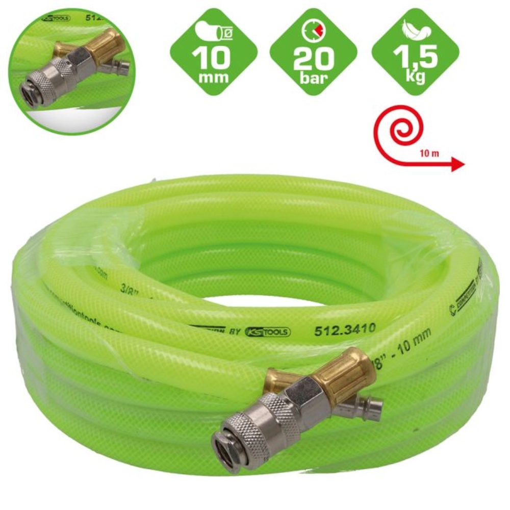 Tuyau pneumatique fluo COMPETITION 10 m D10 mm - KS TOOLS - 512.3410