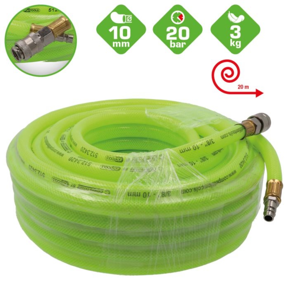 Tuyau pneumatique fluo COMPETITION 20 m D10 mm - KS TOOLS - 512.3420
