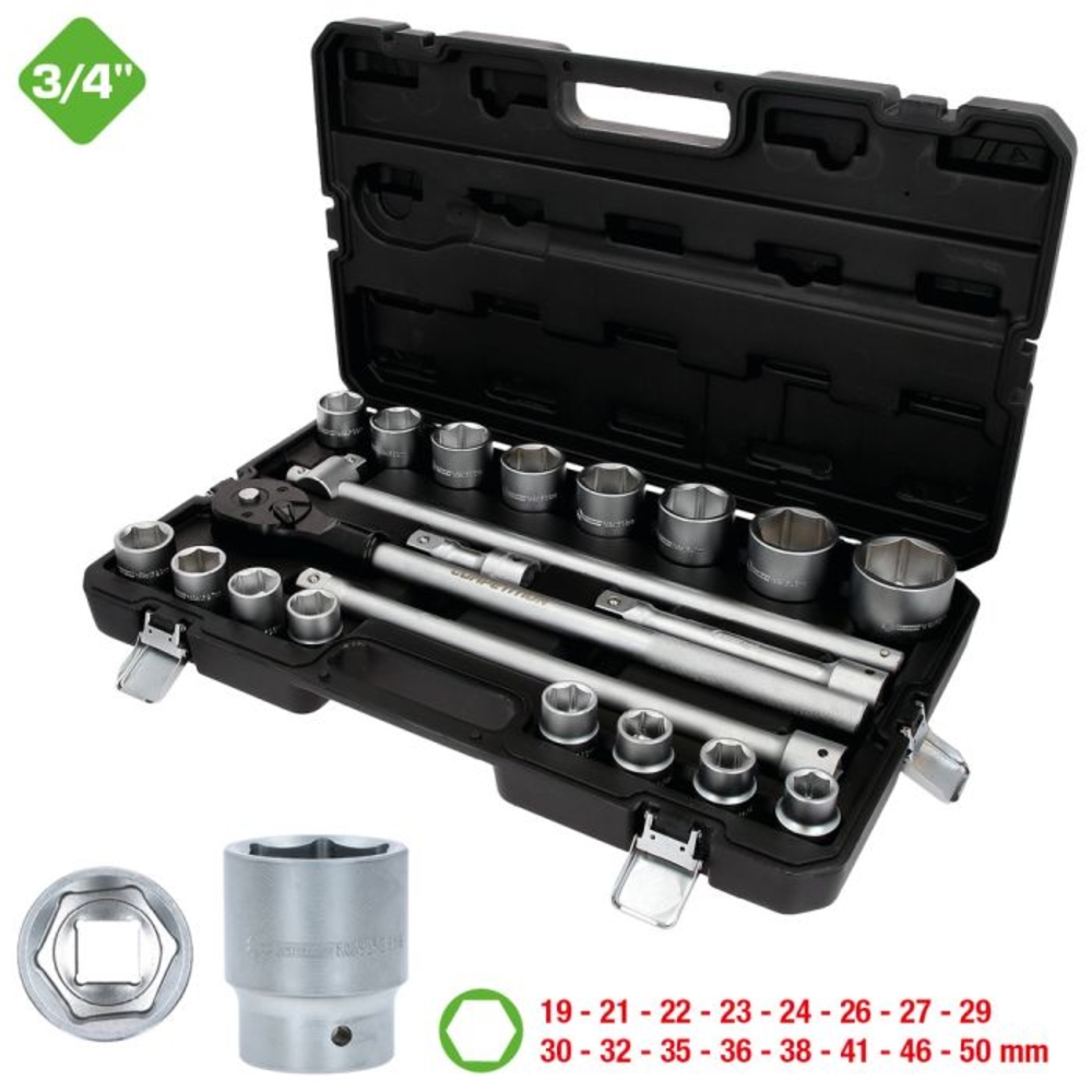 Coffret de douilles et accessoires COMPETITION 3/4