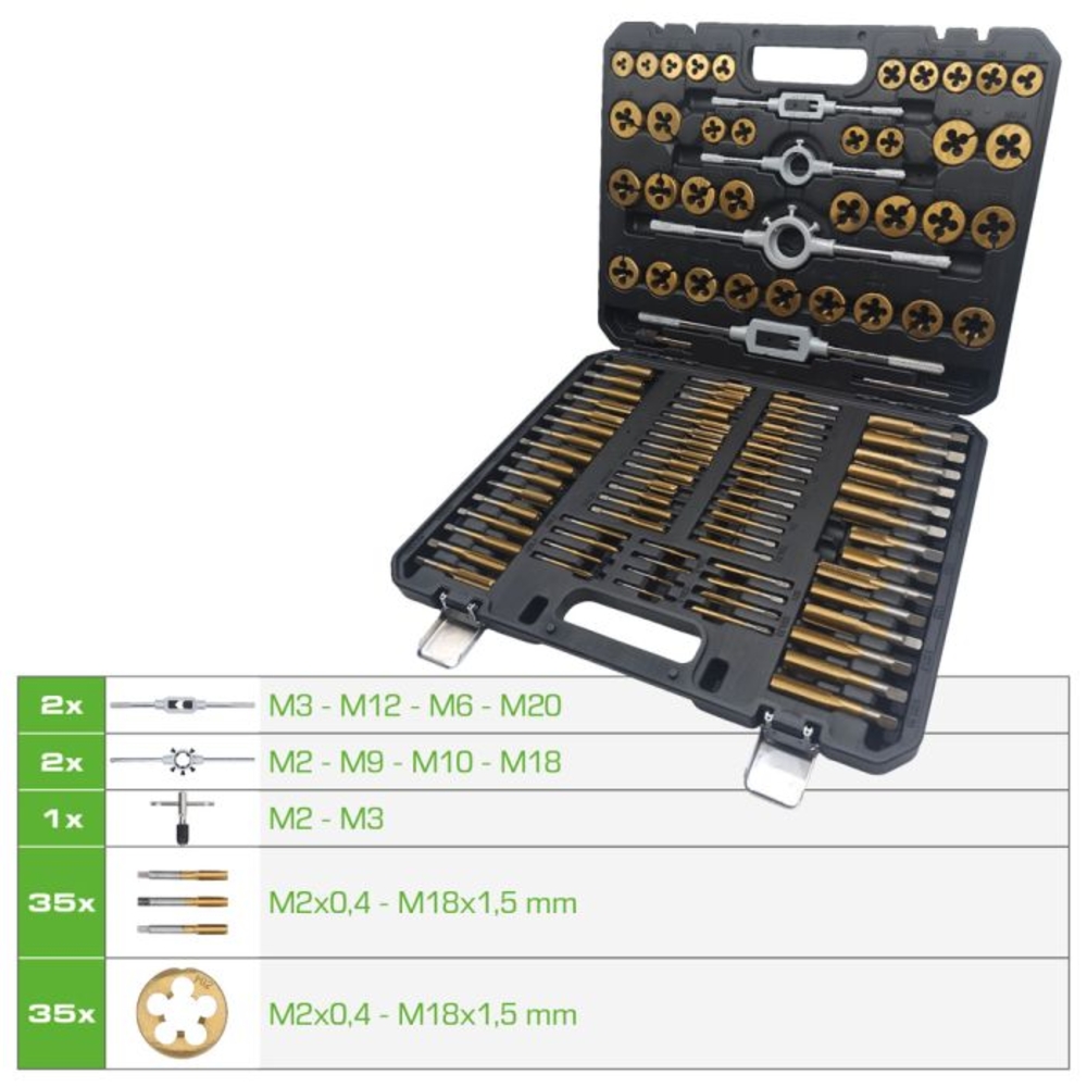 Jeu de tarauds et filières TiN COMPETITION 110 pcs - KS TOOLS - 512.5070