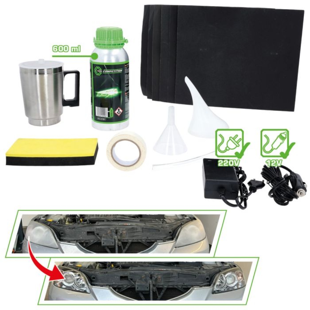 Kit de préparation de phares COMPETITION 16 pcs - KS TOOLS - 512.5100