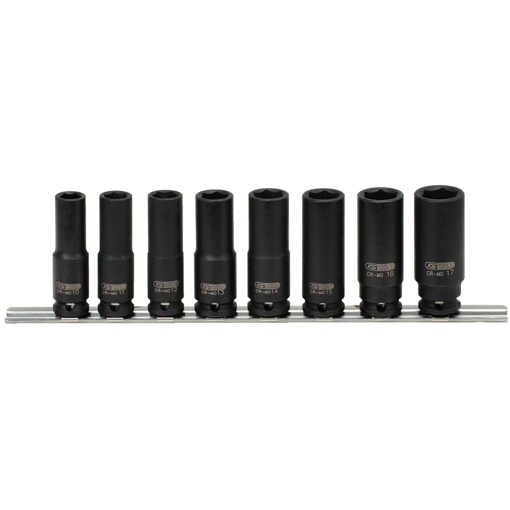 Jeu de douilles longues à chocs sur rail 3/8