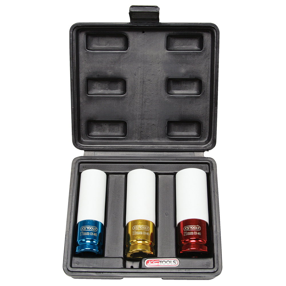 Jeu de 3 douilles à chocs pour jantes aluminium 17 19 21 mm KS TOOLS - 515.1005