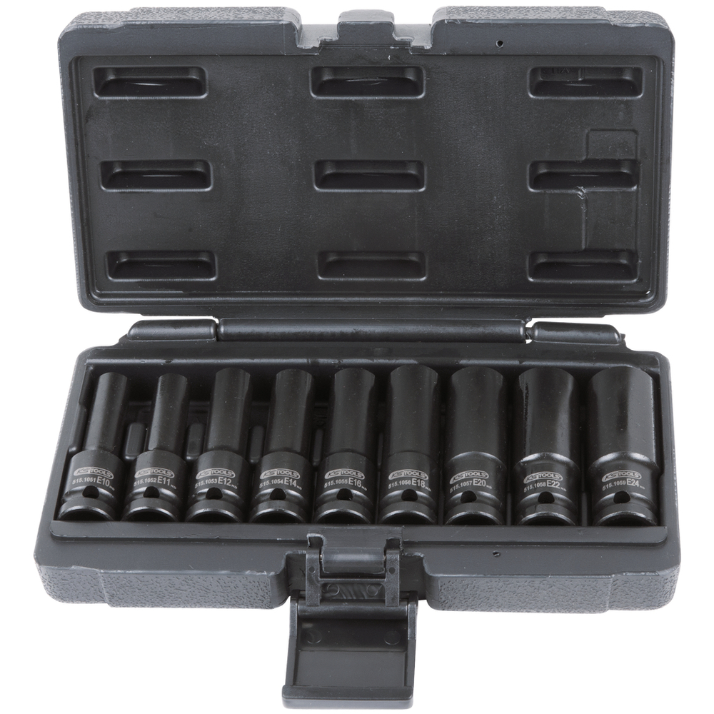 Jeu de 9 douilles à chocs TORX 1/2