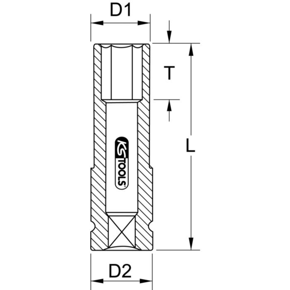 Douille à chocs longue 6 pans pour jantes aluminium - orange - 22 mm KS TOOLS - 515.1077