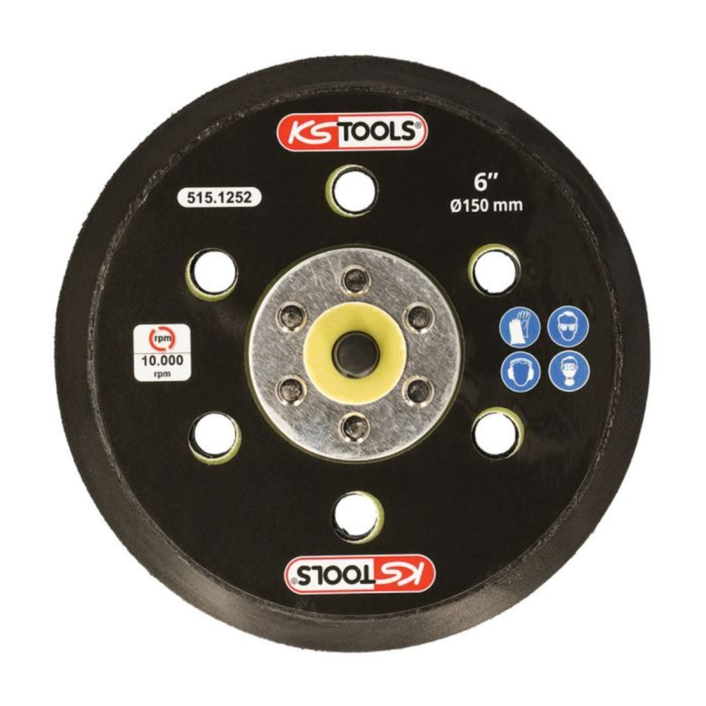 Plateau Velcro D150mm 15 trous pour ponceuse 515.1254 et 515.1257 KS TOOLS - 515.1252