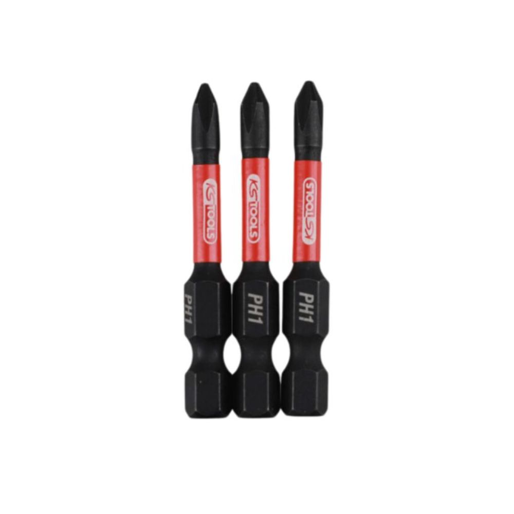 Lot de 3 embouts à chocs 1/4'' PH1 L50mm - KS TOOLS - 515.2352F