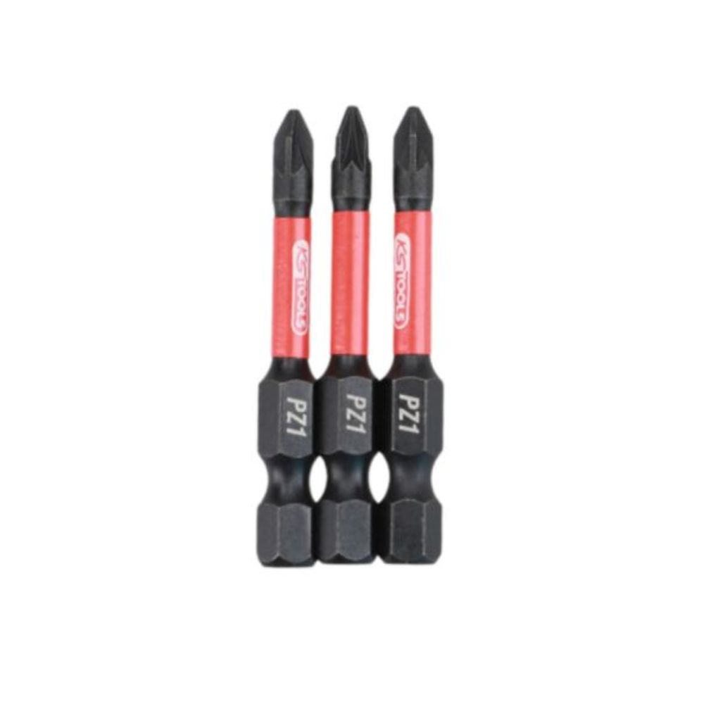 Lot de 3 embouts à chocs 1/4'' PZ1 L50mm - KS TOOLS - 515.2355F
