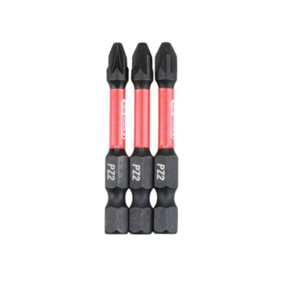 Lot de 3 embouts à chocs 1/4'' PZ2, L50mm - KS TOOLS - 515.2356F