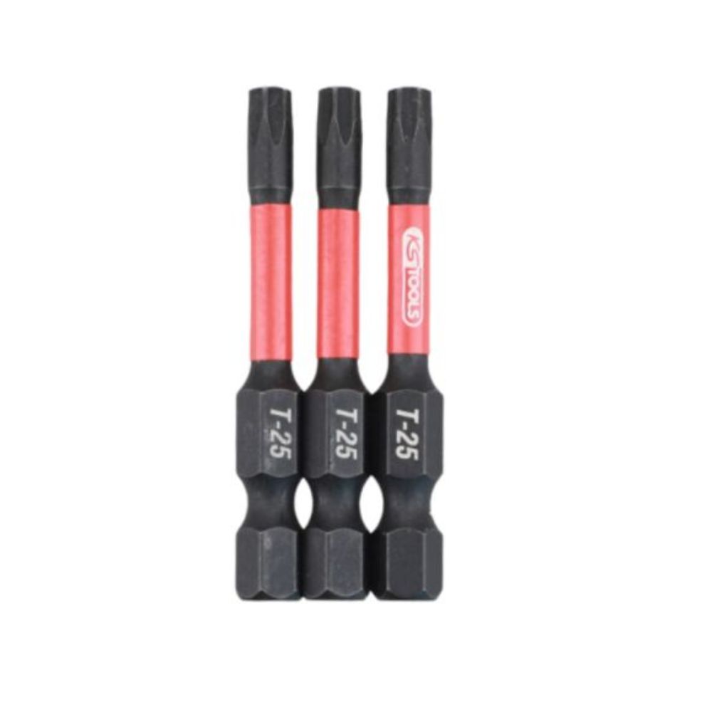 Lot de 3 embouts à chocs 1/4'' T25 L50mm - KS TOOLS - 515.2359F