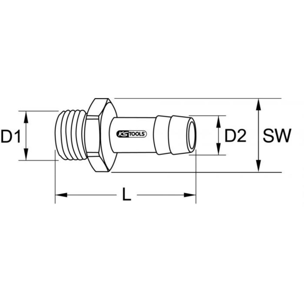 Embout pour coupleur cannelé Ø10mm - L.48mm KSTOOLS - 5153466