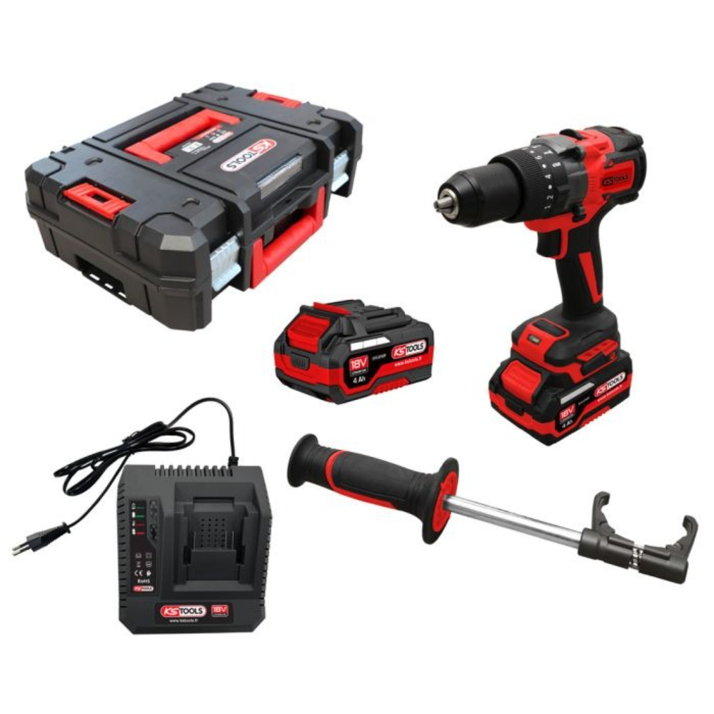 Coffret perceuse-visseuse brushless 18V - 2 x batteries et chargeur KS TOOLS - 515.4730F