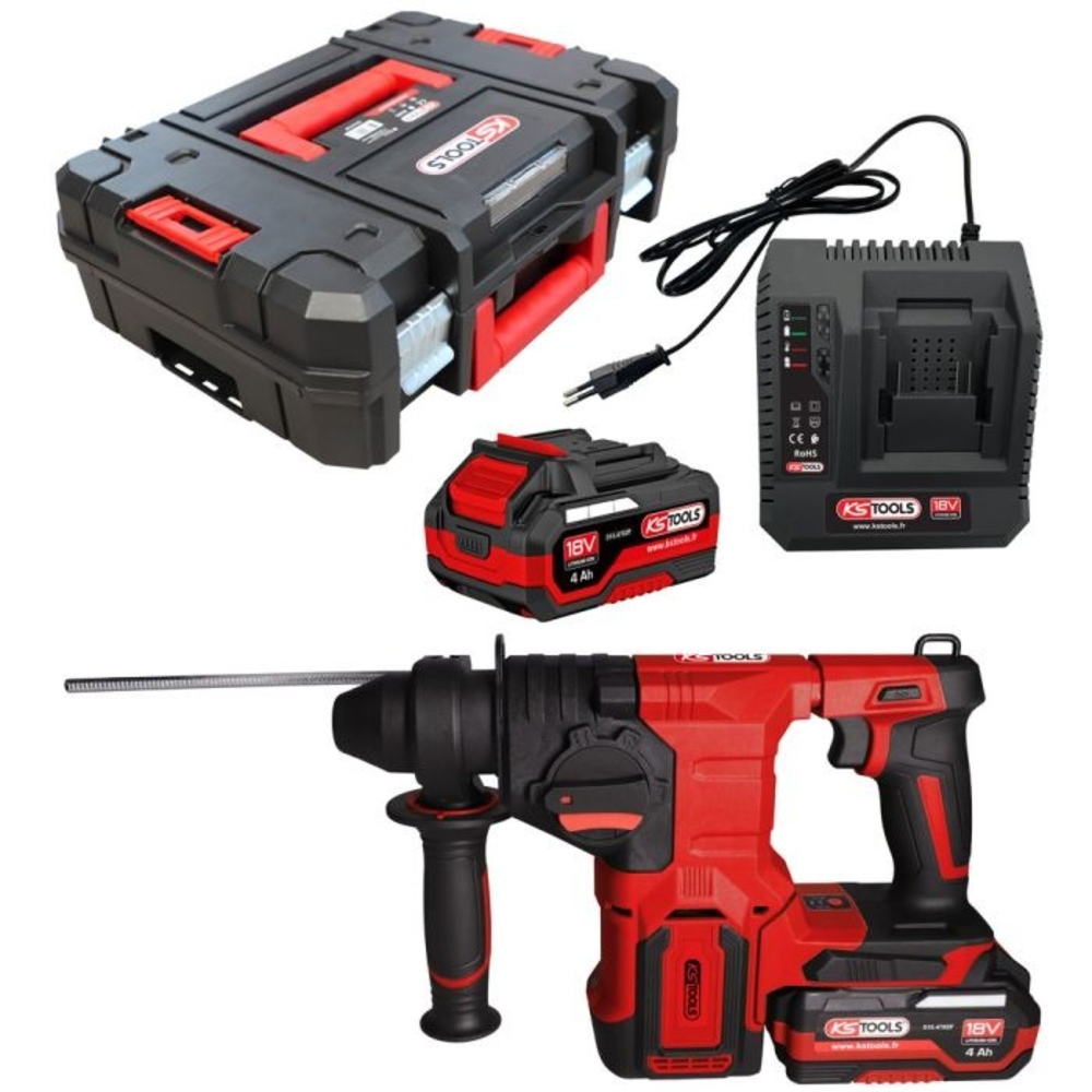 Coffret perforateur brushless 18V 900W 2 batteries et chargeurs KS TOOLS - 515.4750F
