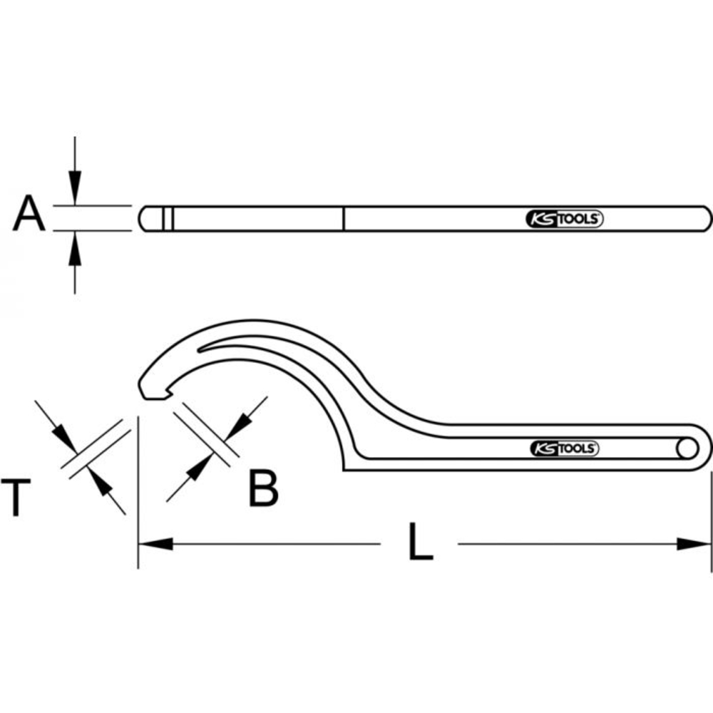 Clé à ergot brunie pour écrous à encoches latérales 155-165 mm KS TOOLS - 517.2372