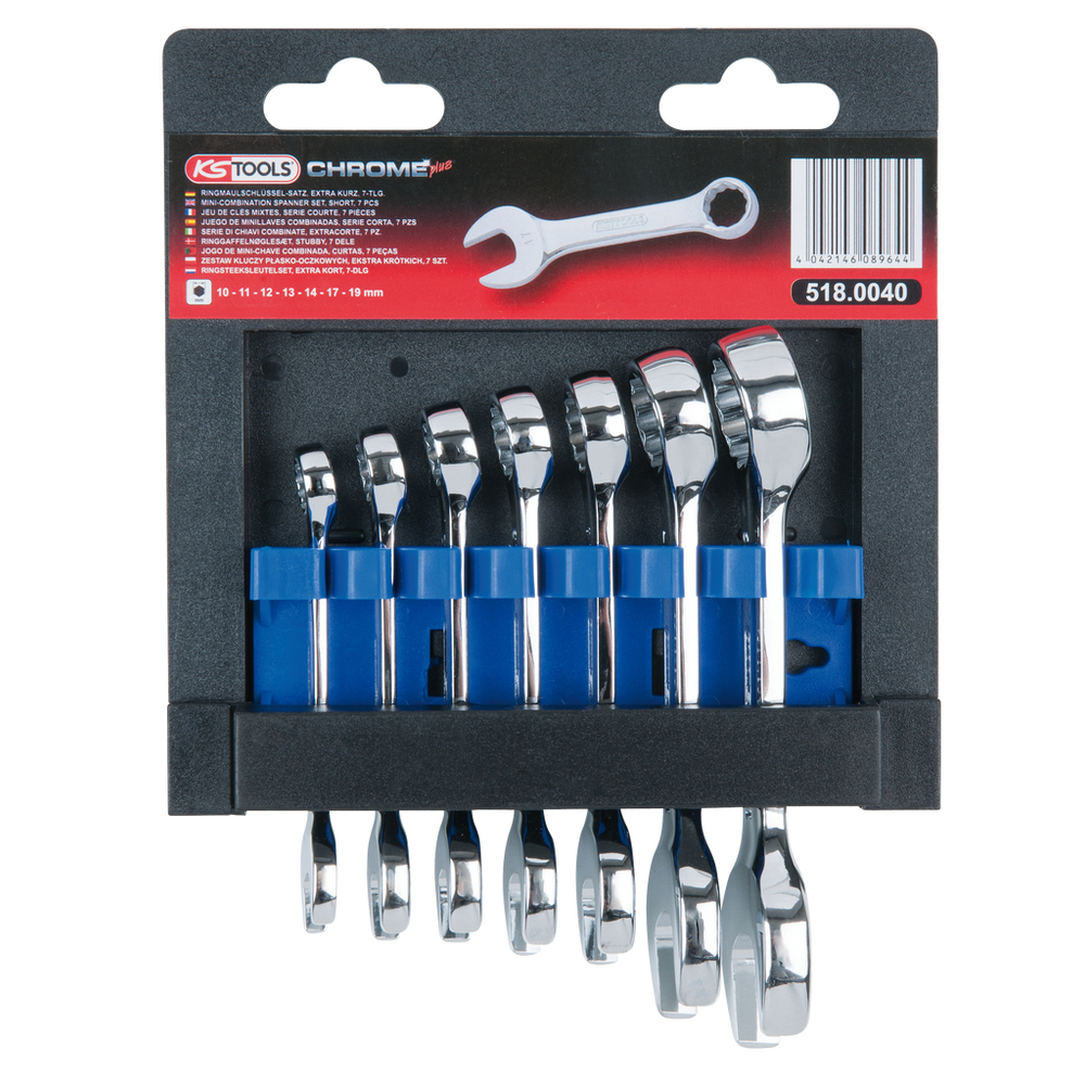 Jeu de 7 clés mixtes courtes métriques - sur support KS TOOLS - 518.0040