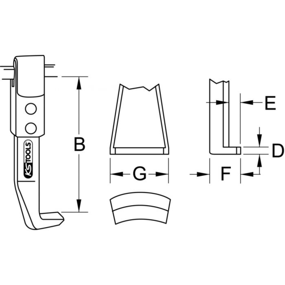 Griffe longue à blocage rapide 425 mm pointe 5 mm KS TOOLS - 615.1053