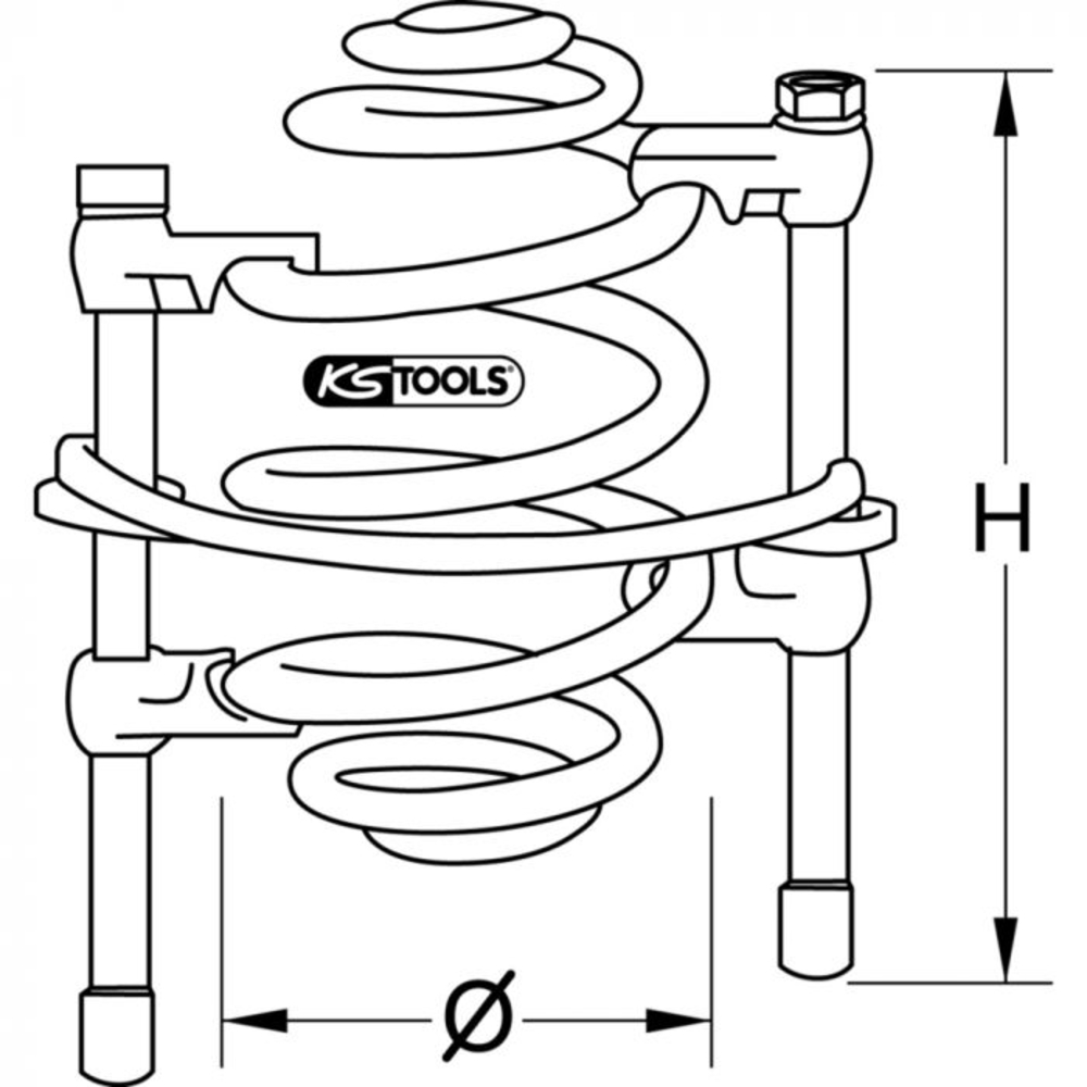 Compresseur ressort - barre de sécurité et crochets revêtement plastifié 240 mm KS TOOLS - 670.0031