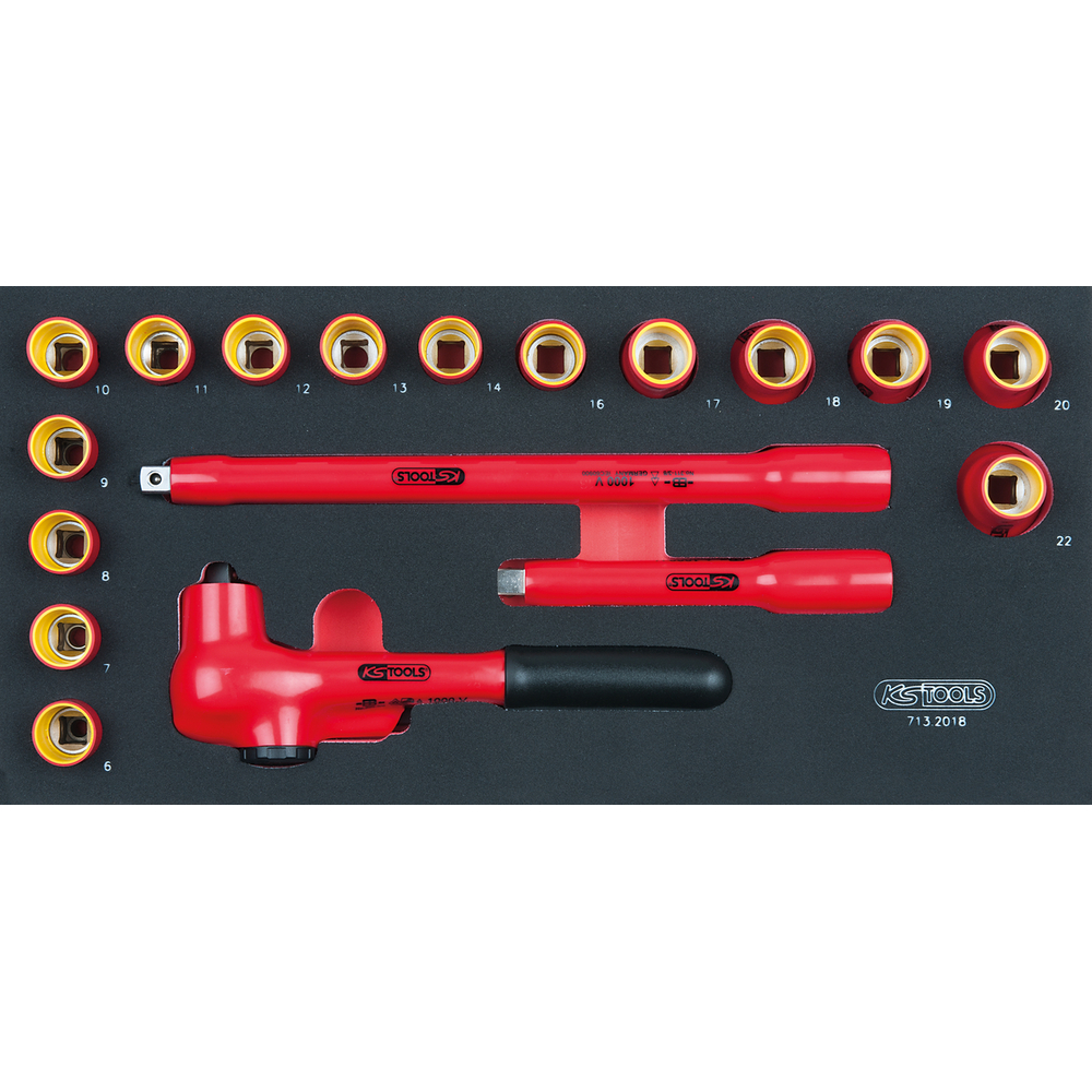 Module de douilles et accessoires isolés 1000V 18 pièces KS TOOLS - 713.2018