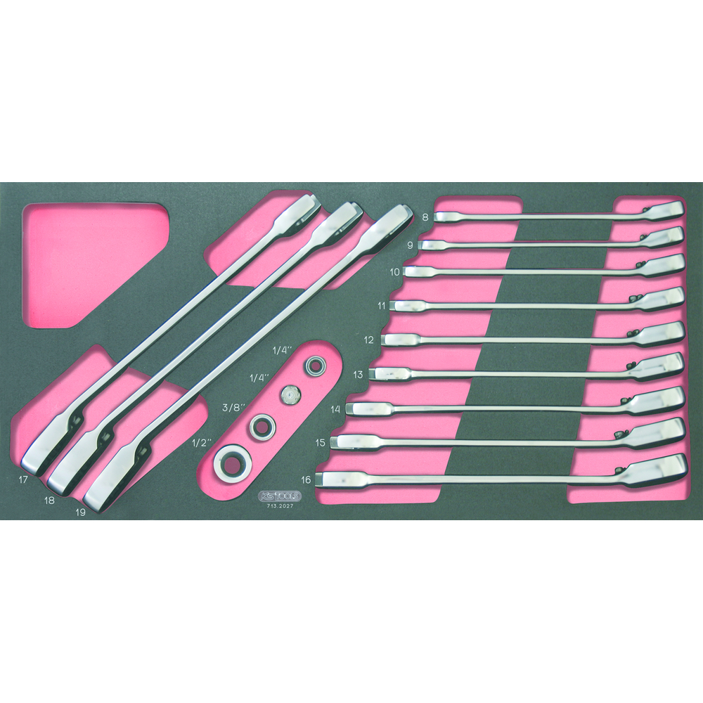 Module de clés mixtes à cliquet réversible GEARplus avec adaptateurs 16 pièces KS TOOLS - 713.2027