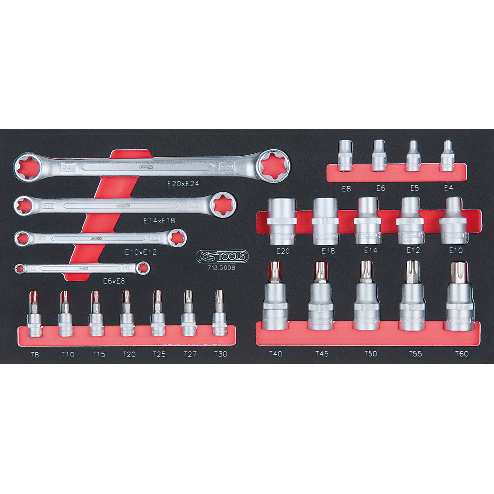 Module de douilles ULTIMATE et clés TORX 1/4 - 1/2 25 pièces KS TOOLS - 713.5008