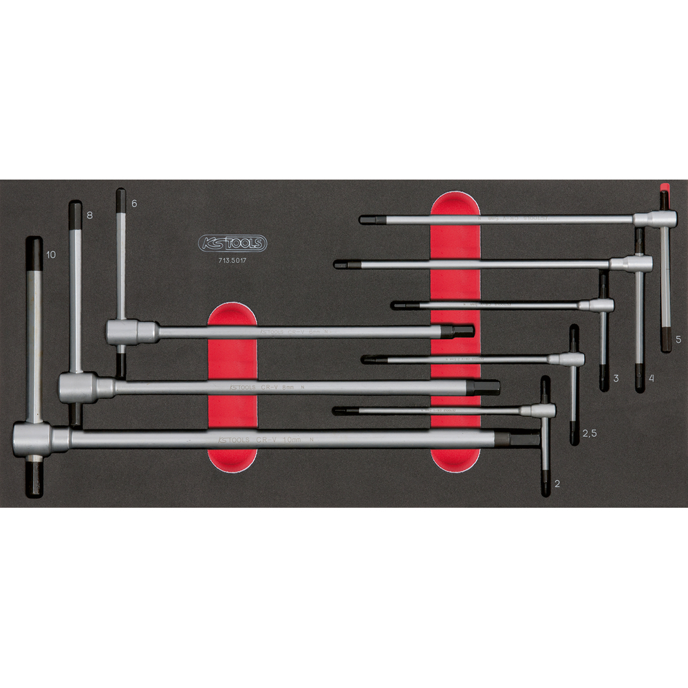 Module de clés mâles 6 pans à poignée en T 8 pièces KS TOOLS - 713.5017