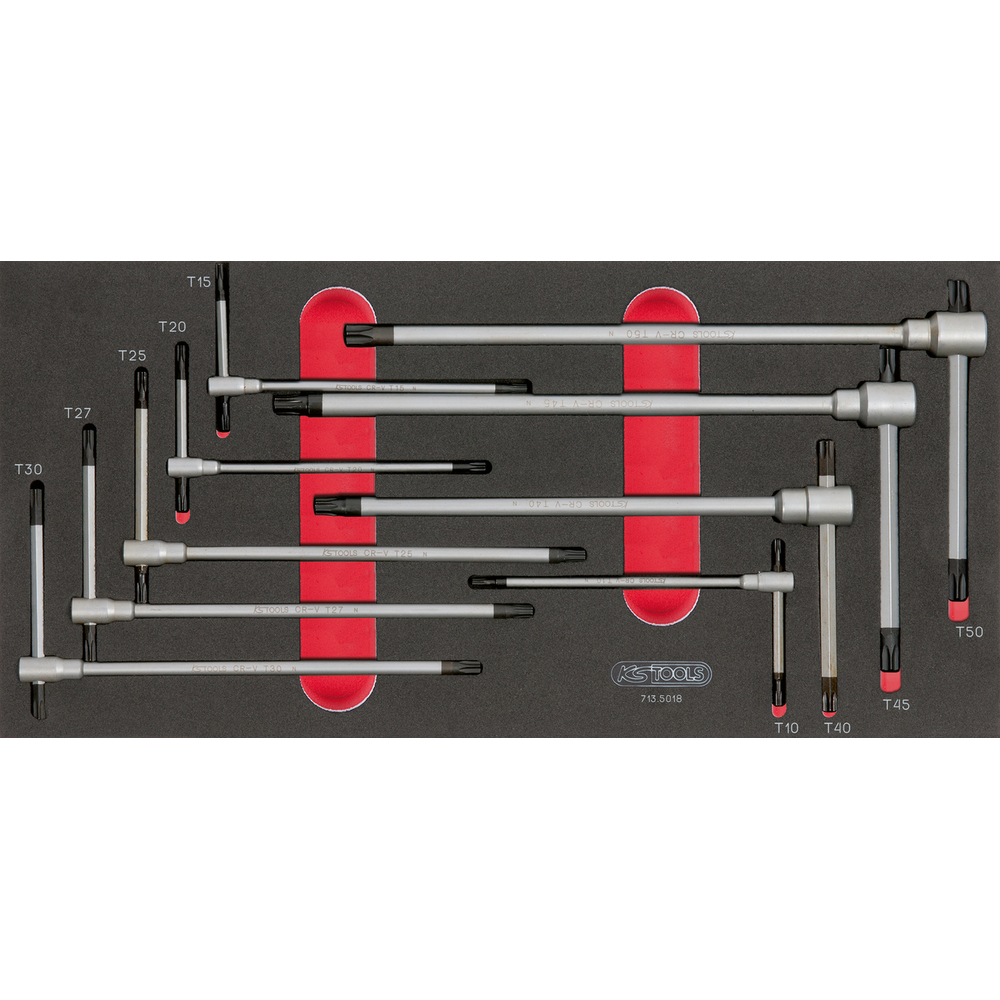 Module de clés mâles TORX à poignée en T 9 pièces KS TOOLS - 713.5018