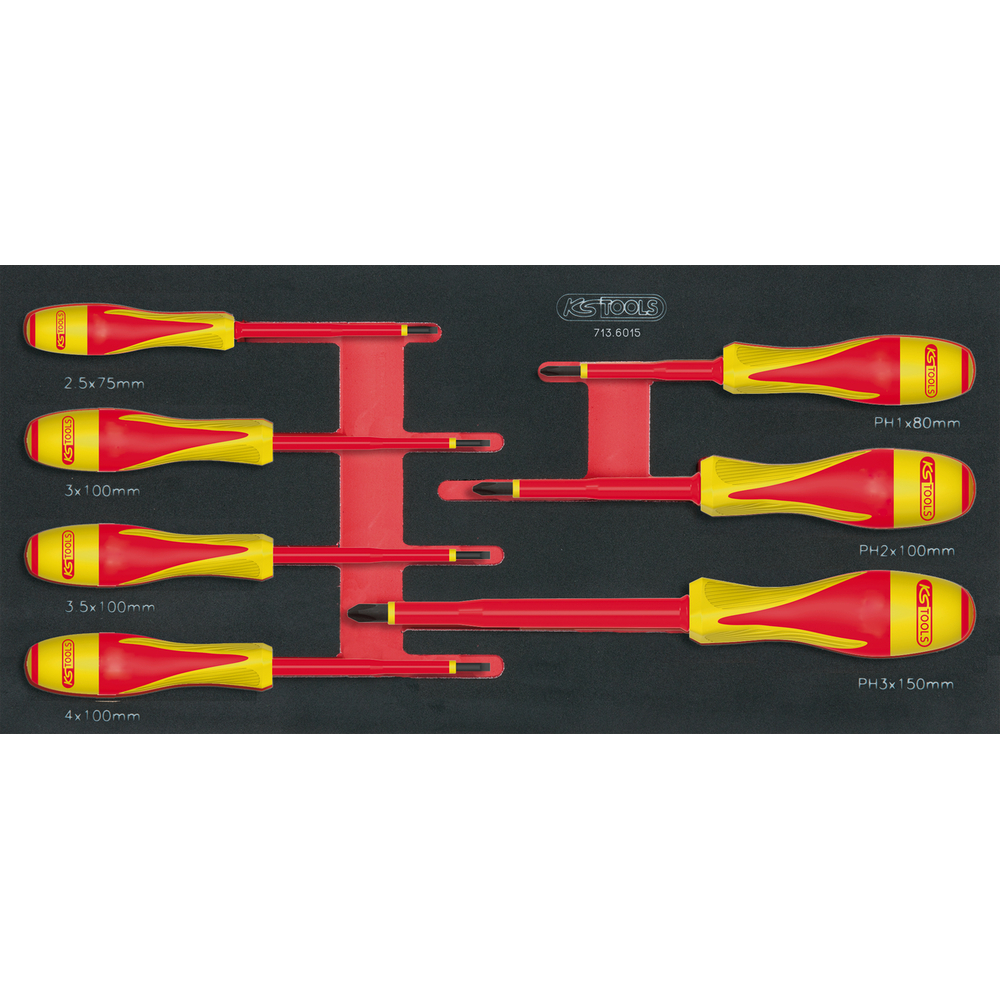 Module de tournevis isolés 1000V ULTIMATE Fente - PHILLIPS 7 pièces KS TOOLS - 713.6015