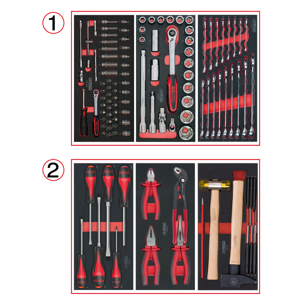 Composition d'outils 2 tiroirs pour servante 114 pièces KS TOOLS - 714.0114