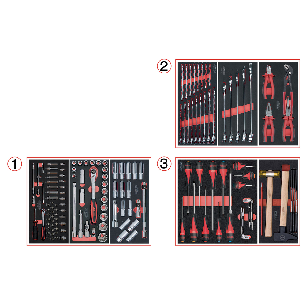 Composition d'outils 3 tiroirs pour servante 158 pièces KS TOOLS - 714.0158