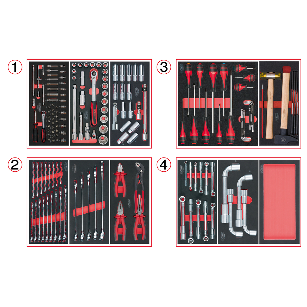 Composition d'outils 4 tiroirs pour servante 173 pièces KS TOOLS - 714.0173
