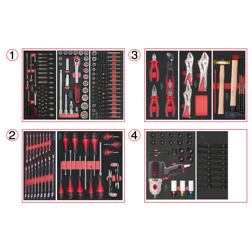 Composition d'outils 4 tiroirs pour servante 263 pièces KS TOOLS - 714.0263
