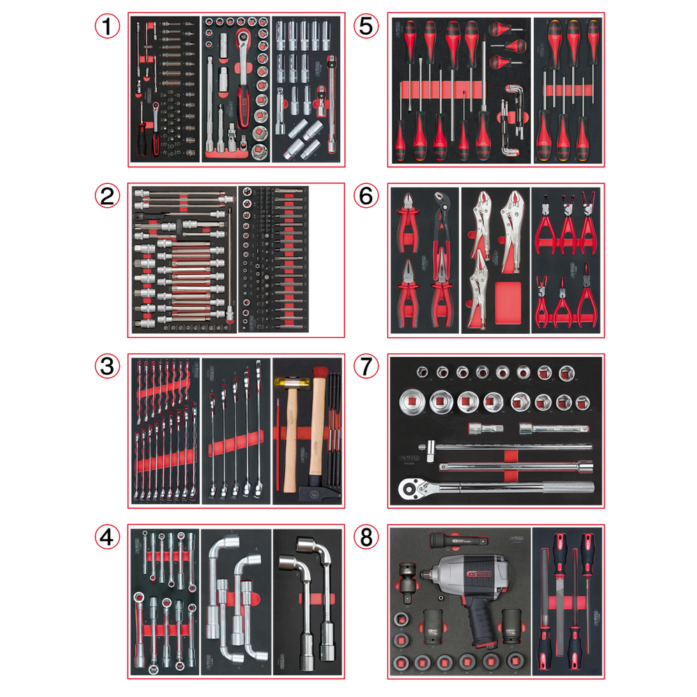 Composition d'outils PL 8 tiroirs pour servante 354 pièces KS TOOLS - 714.0330