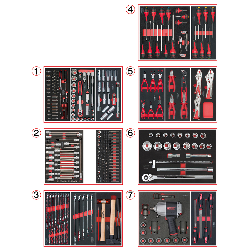 Composition d'outils 7 tiroirs pour servante 337 pièces KS TOOLS - 714.0337