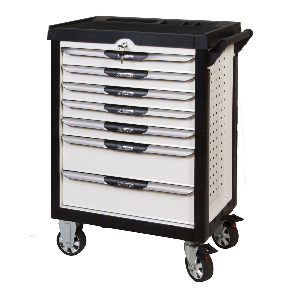 Servante ULTIMATE blanche 7 tiroirs équipée de 202 outils KS TOOLS - 803.7202