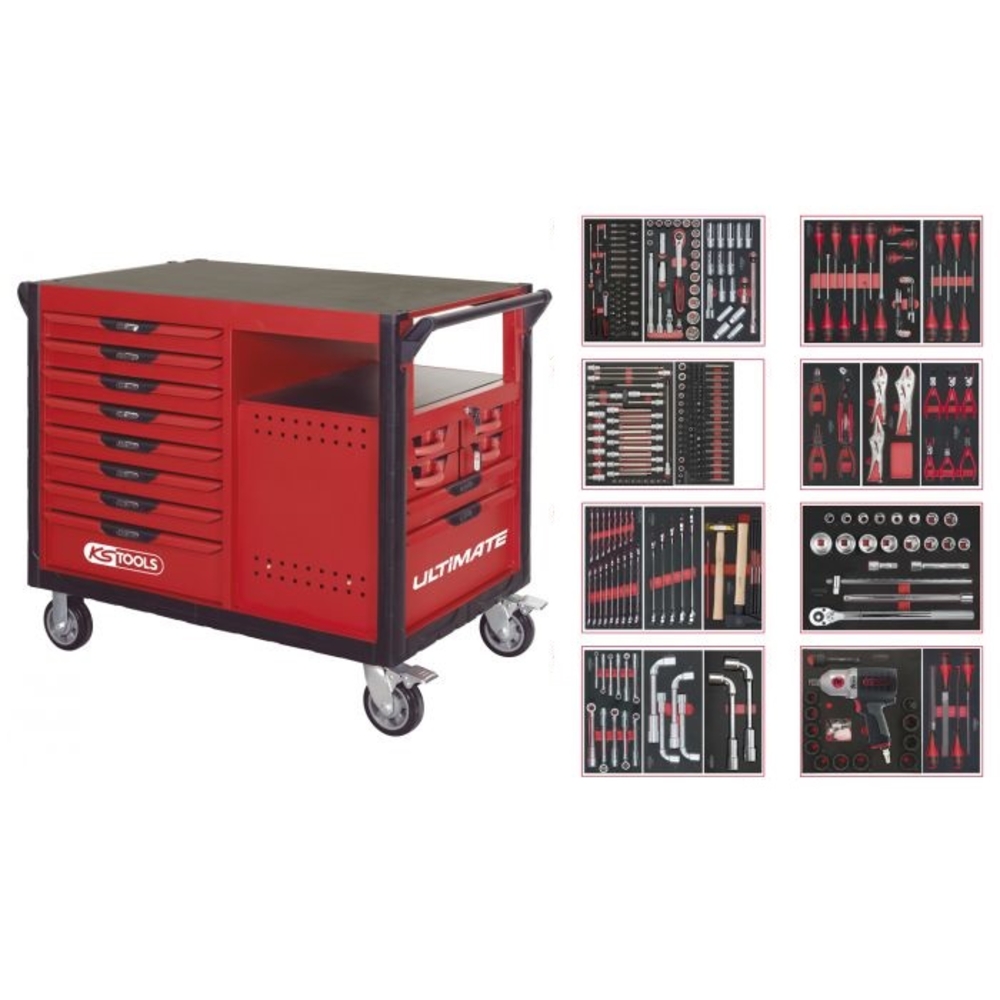 Servante 14 tiroirs équipée de 354 outils KS TOOLS - 809.1730