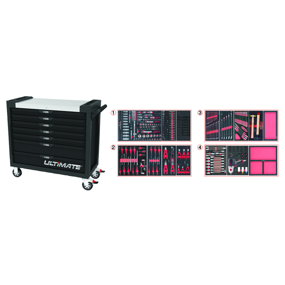 Servante ULTIMATE XL 7 tiroirs équipée de 428 outils KS TOOLS - 825.7427
