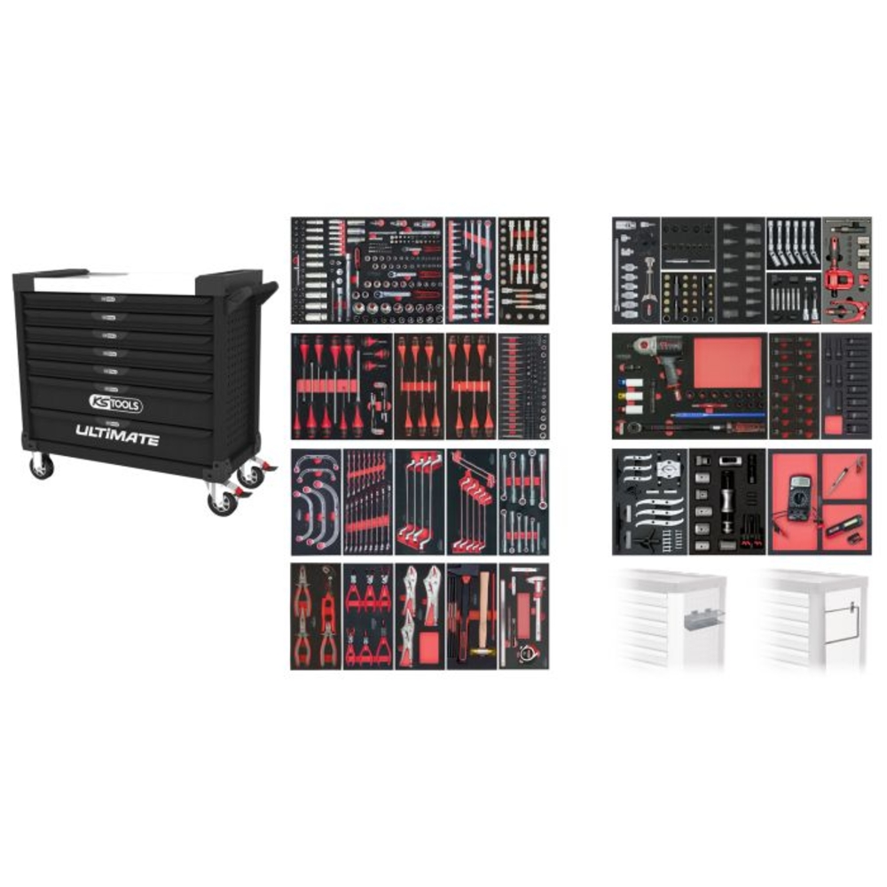 Servante ULTIMATE XL 7 tiroirs &eacute;quip&eacute;e de 677 outils KS TOOLS - 825.7677