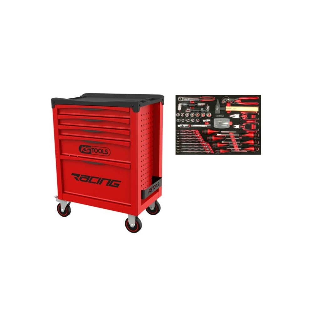 Servante d'atelier RACING KS TOOLS 5 tiroirs + composition 84 pièces - 8555084 KS TOOLS - 855.5084