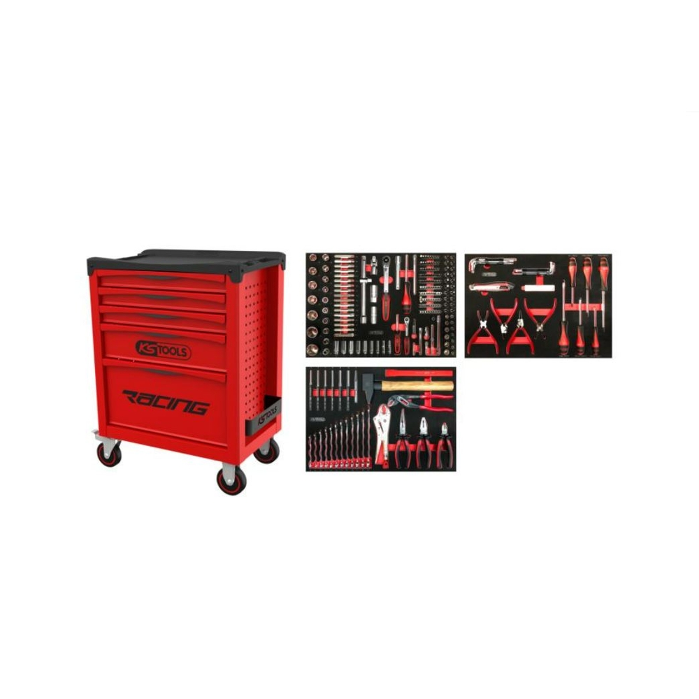 Servante d'atelier RACING KS TOOLS 5 tiroirs + composition 264 pièces - 8555134 KS TOOLS - 855.5134