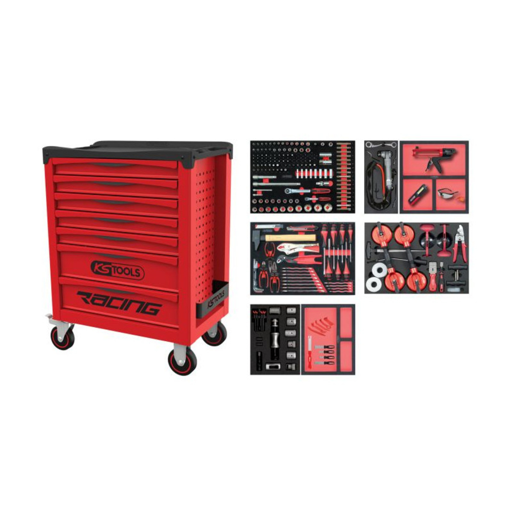 Servante RACING 7 tiroirs + composition pare brise 232 pcs KS TOOLS - 855.7232