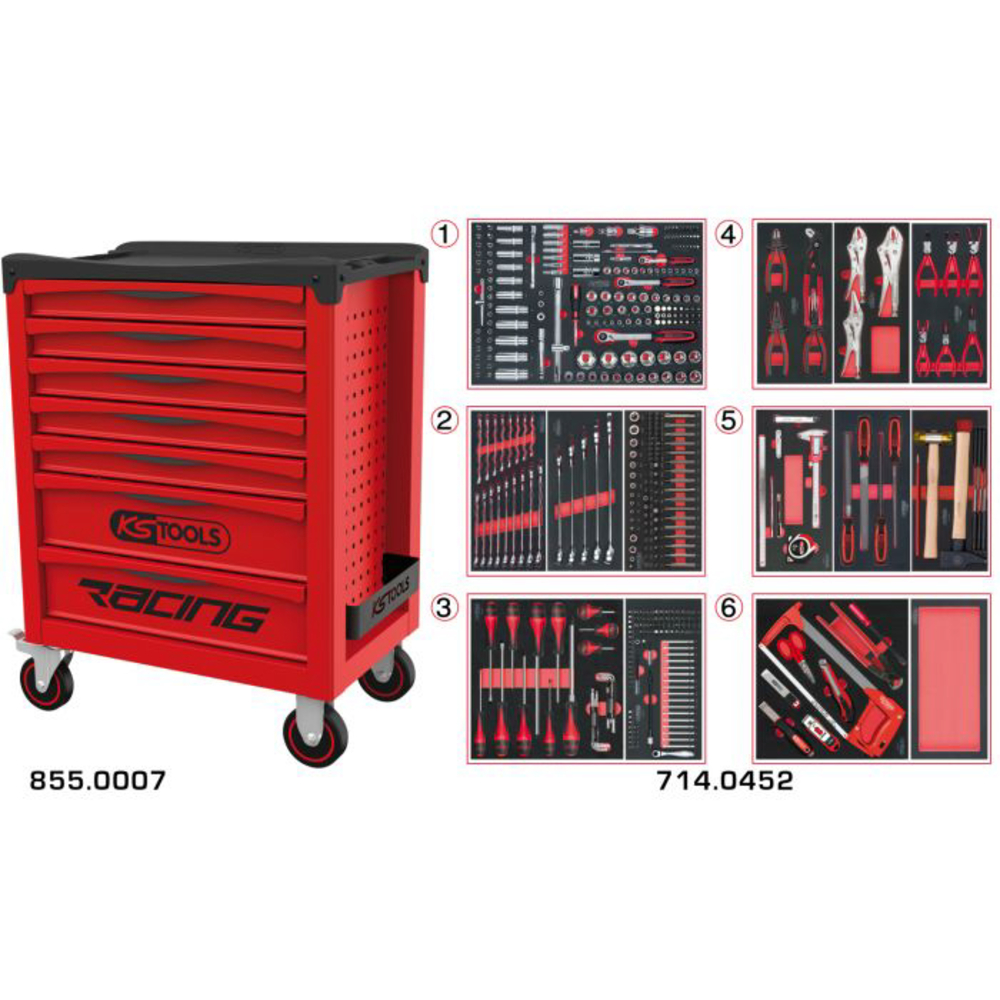 Servante RACING 7 tiroirs équipée de 455 outils KS TOOLS - 855.7452