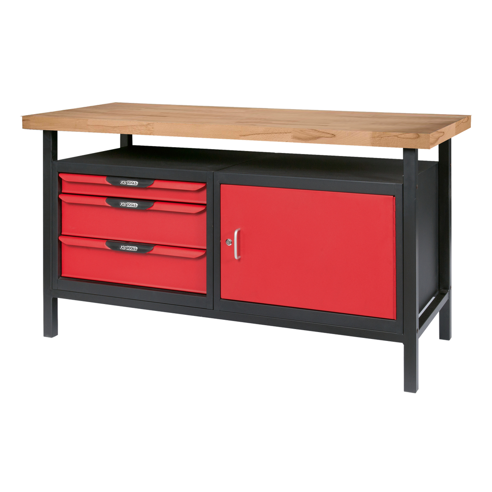 Etabli professionnel d'atelier 1 porte et 3 tiroirs 1,4m KS TOOLS - 865.0140