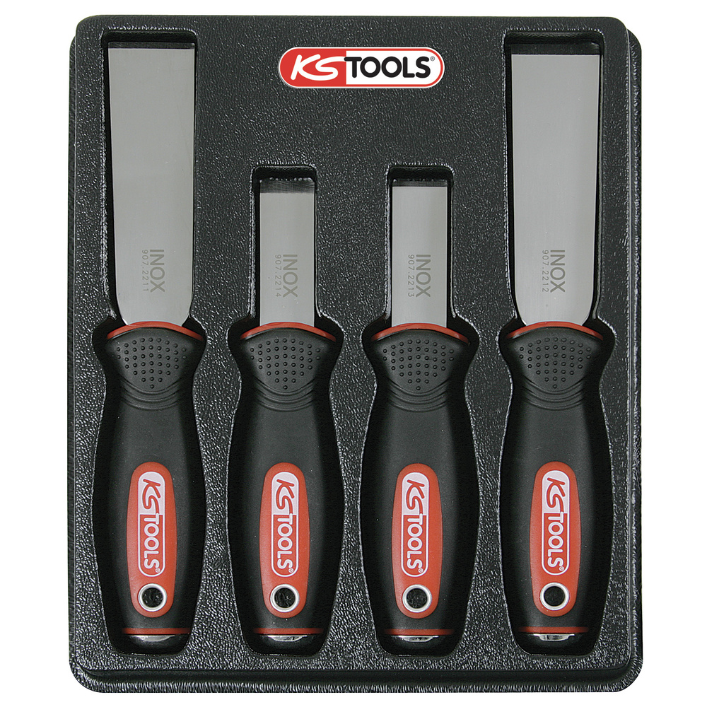 Jeu de 4 grattoirs à lame inox KS TOOLS - 907.2210