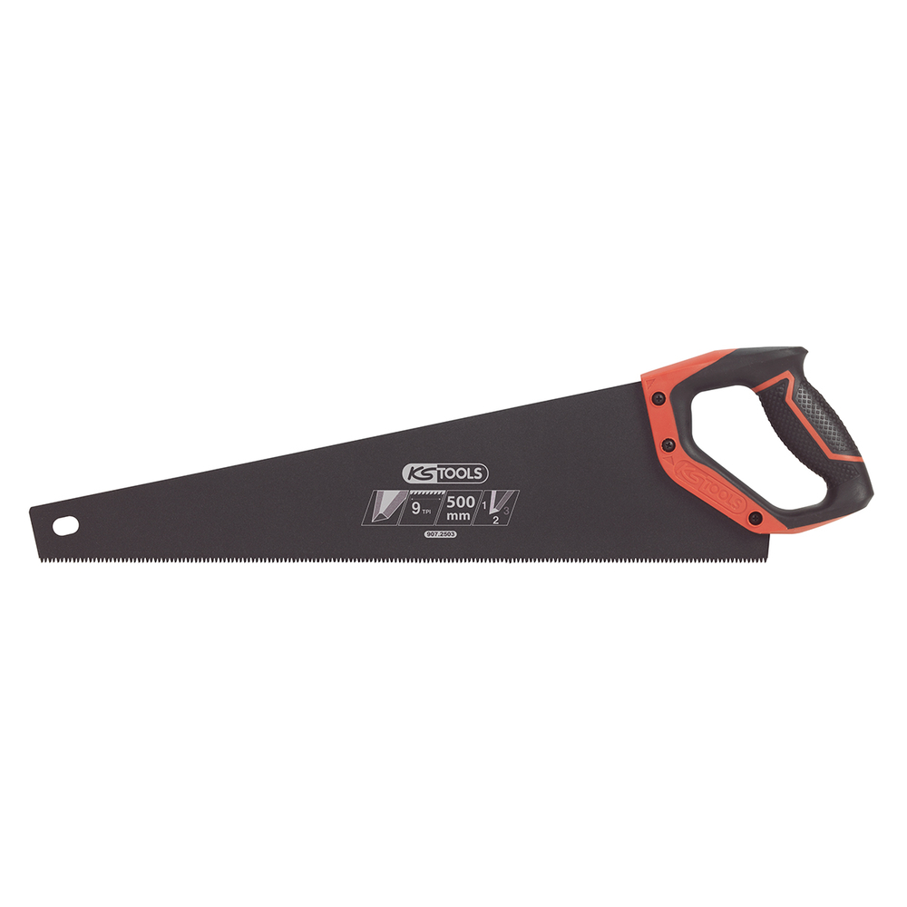 Scie egoine travaux courant 500mm, 3 angles de coupe 9TPI, poignée bi-matière KS TOOLS - 907.2503