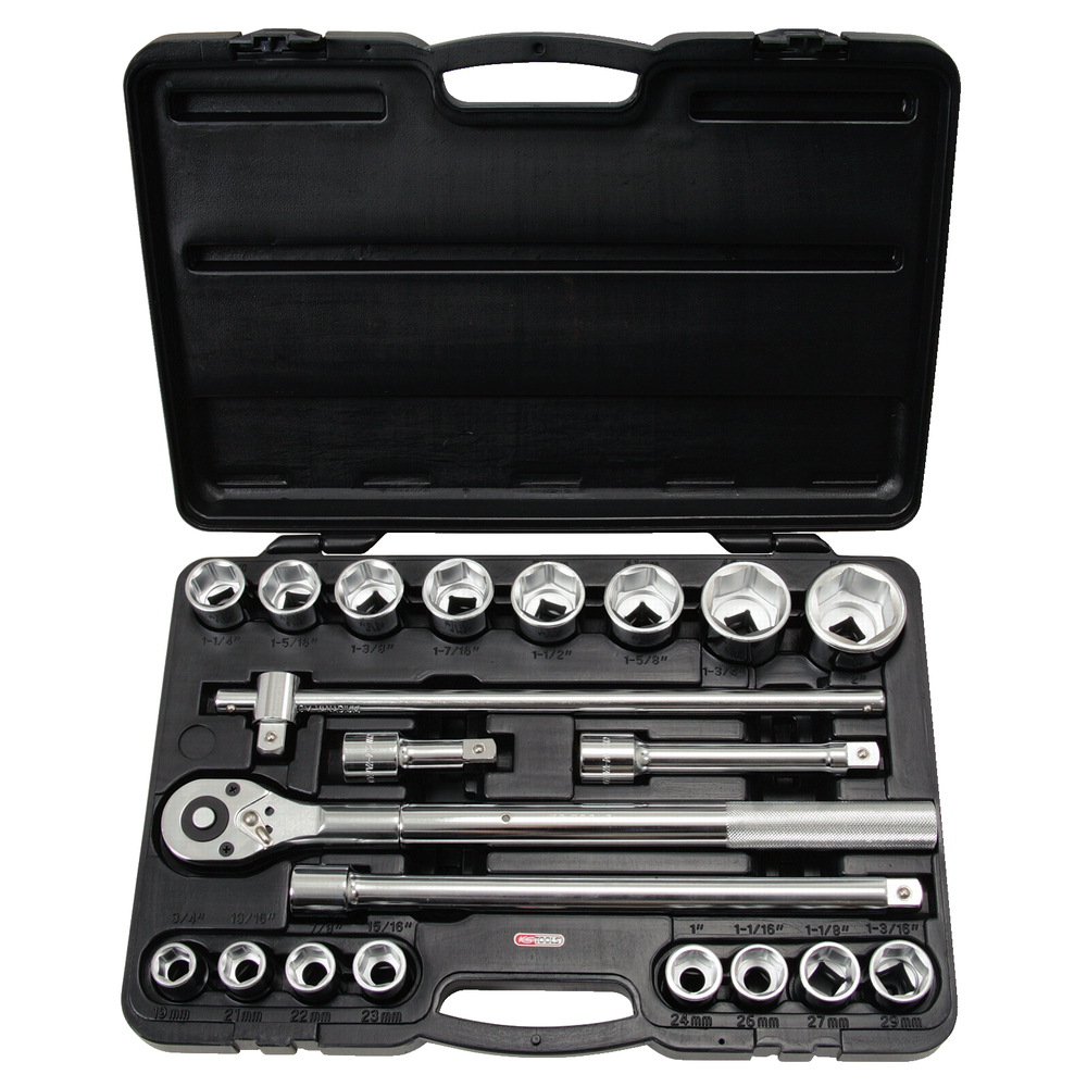 Coffret douilles 6 pans métriques et accessoires 3/4
