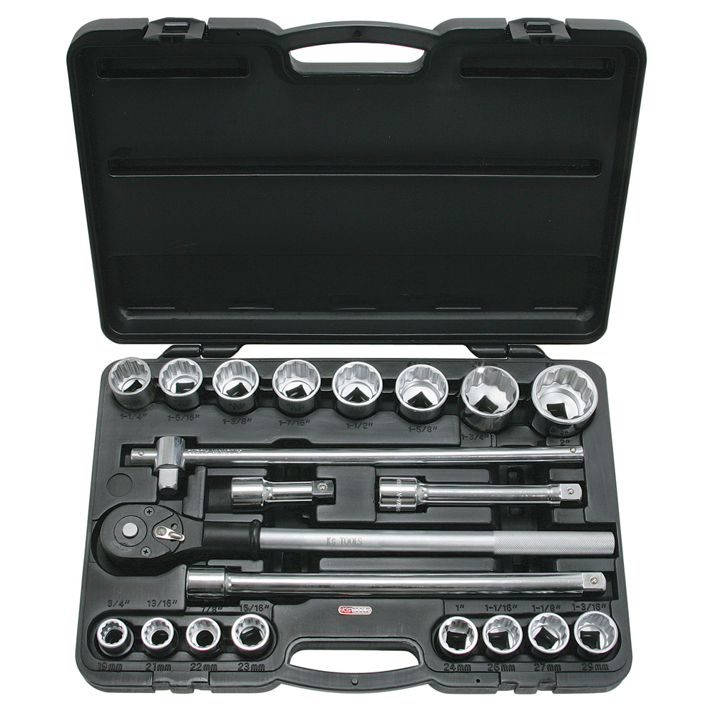 Coffret de douilles 12 pans en pouces et accessoires 3/4